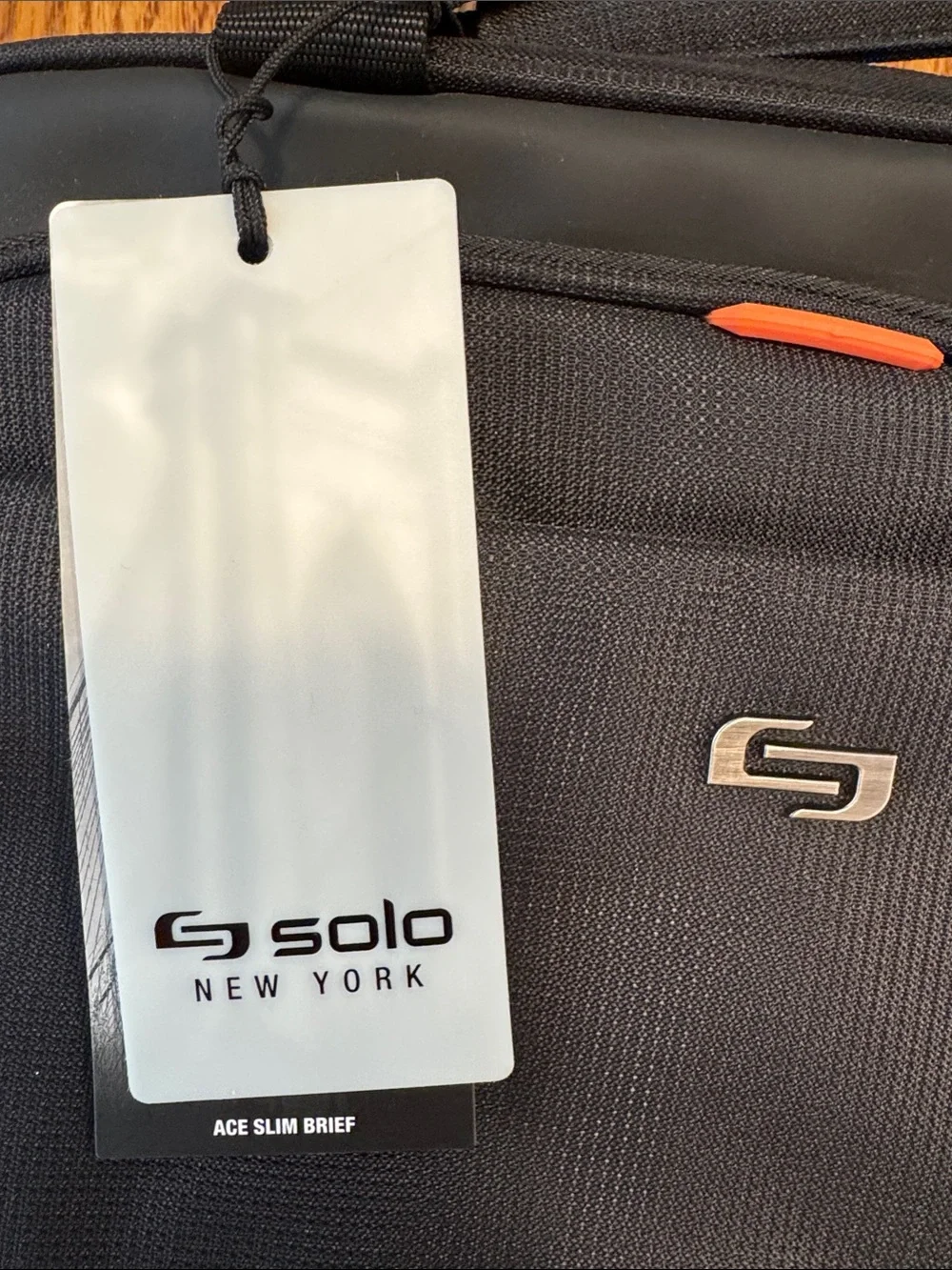 solo Black Laptop Messenger Bag with Orange Accents